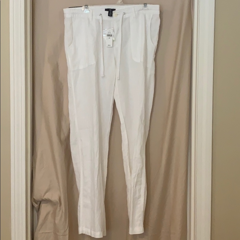 gap white linen pants